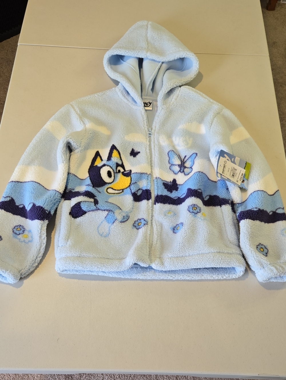 BLUEY Light Blue Fleece Hoodie for Kids - Size 10/12